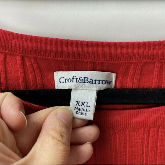 2/$30 Croft & Barrow Women’s XXL Red Ribbed Side Button Crew Neck Sweater - Picture 8 of 10